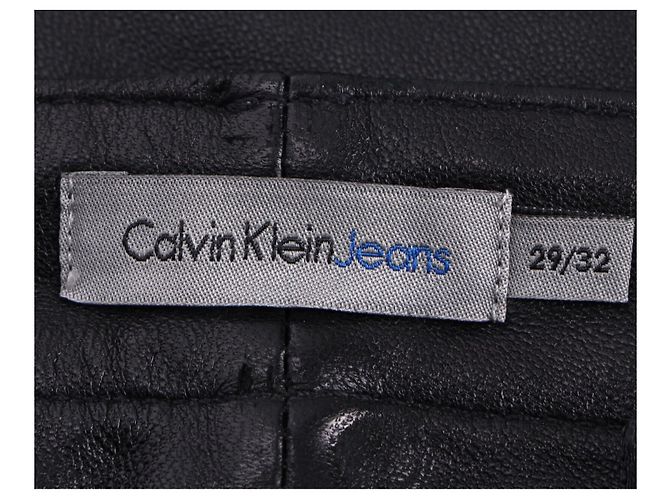 Jeans Calvin Klein in pelle di agnello nera Nero - vista 3