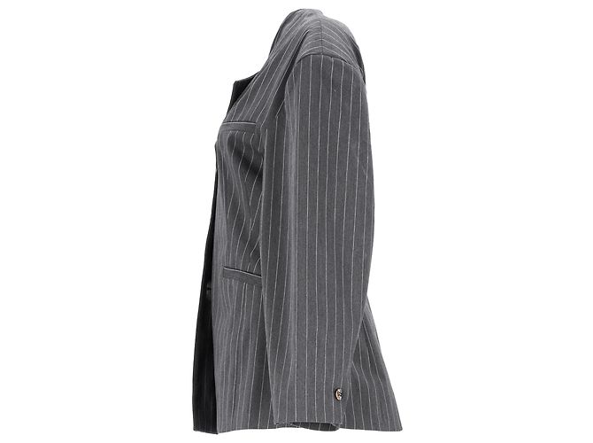 Ensemble de costume boot-cut rayé Ganni en polyester gris - vue 5