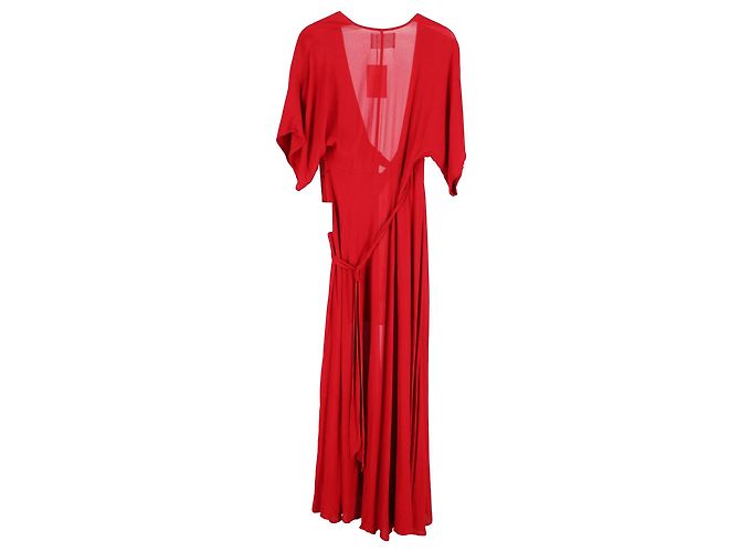 Vestido cruzado drapeado Winslow de Reformation en viscosa roja - vista 3