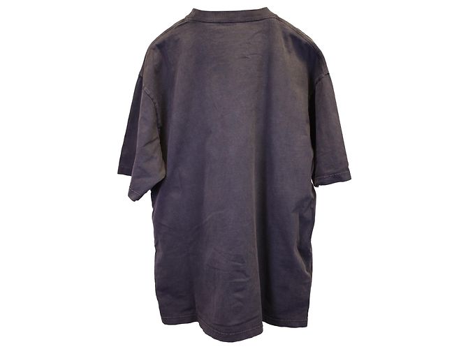 Everyday T-shirt Balenciaga oversize con logo ricamato in cotone grigio - vista 2