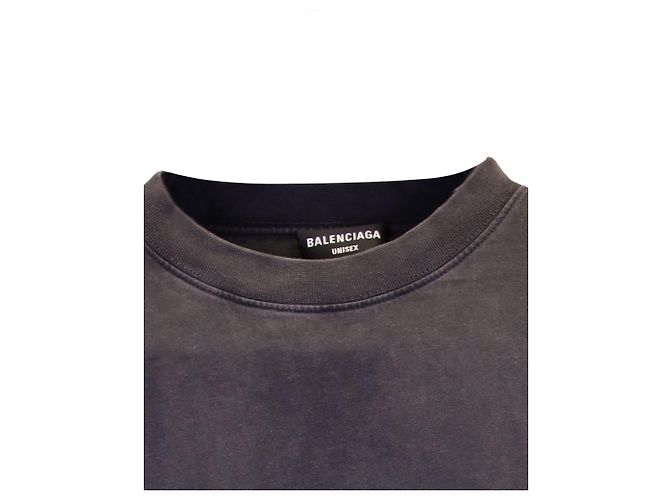 Everyday T-shirt Balenciaga oversize con logo ricamato in cotone grigio - vista 3