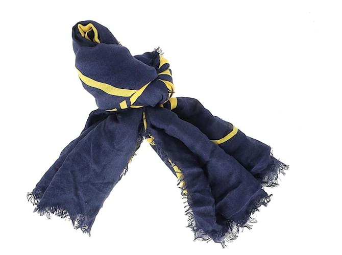 Sciarpa Gucci Logo Disk in seta di cotone blu navy - vista 3