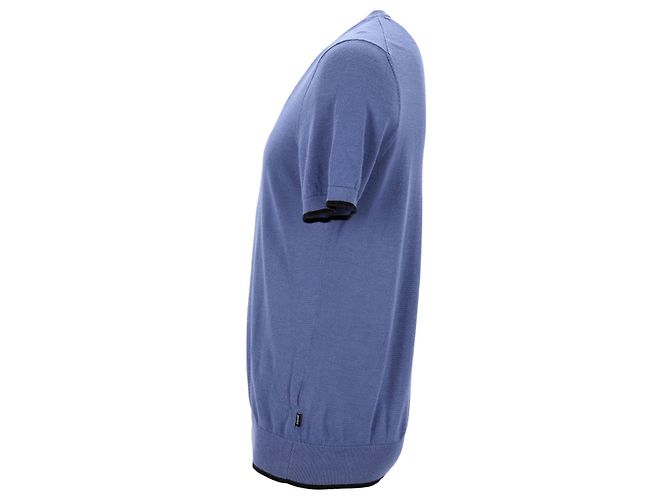 Hugo Boss Boss Persimo Knitted T-Shirt in Blue Ramie - view 2