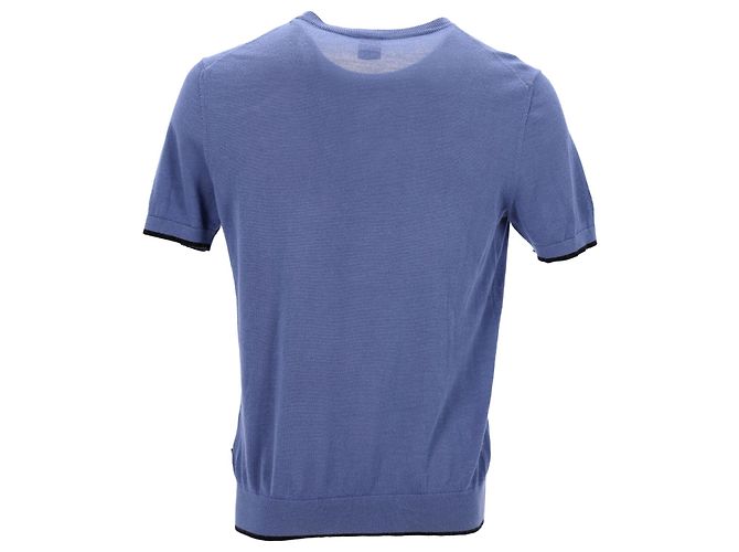 Hugo Boss Boss Persimo Knitted T-Shirt in Blue Ramie - view 3