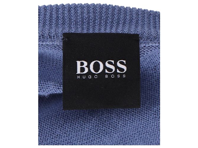 Hugo Boss Boss Persimo Knitted T-Shirt in Blue Ramie - view 5