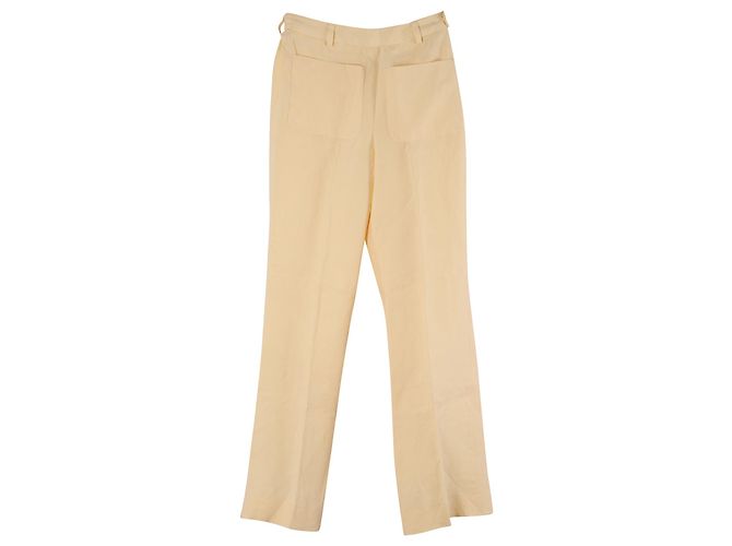 Pantalones con cierre lateral de lino amarillo de Acne Studios - vista 2