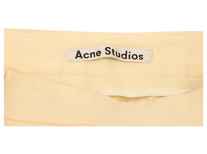 Pantalones con cierre lateral de lino amarillo de Acne Studios - vista 3