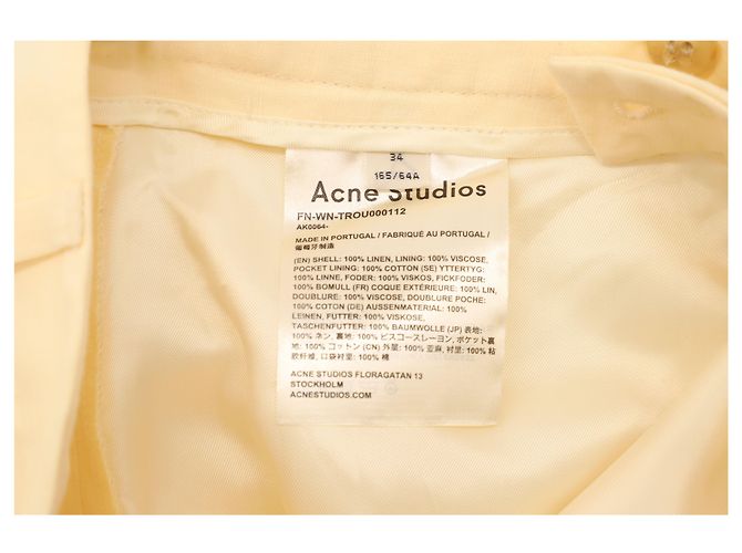 Pantalones con cierre lateral de lino amarillo de Acne Studios - vista 4