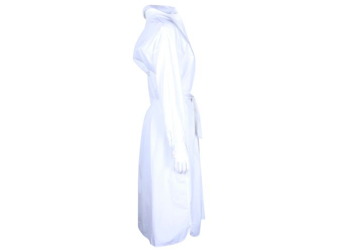 Hermès Vestido camisero Hermes con cinturón en algodón blanco - vista 2