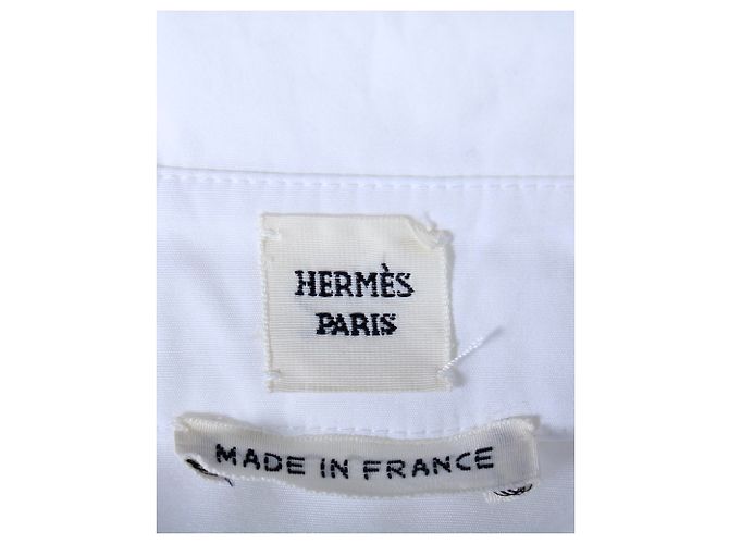 Hermès Vestido camisero Hermes con cinturón en algodón blanco - vista 5