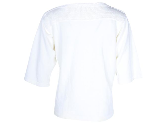 Hermès Top de malha Hermes em algodão creme e viscose Branco Cru - vista 3