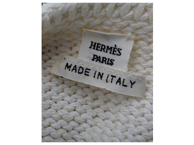 Hermès Top de malha Hermes em algodão creme e viscose Branco Cru - vista 4