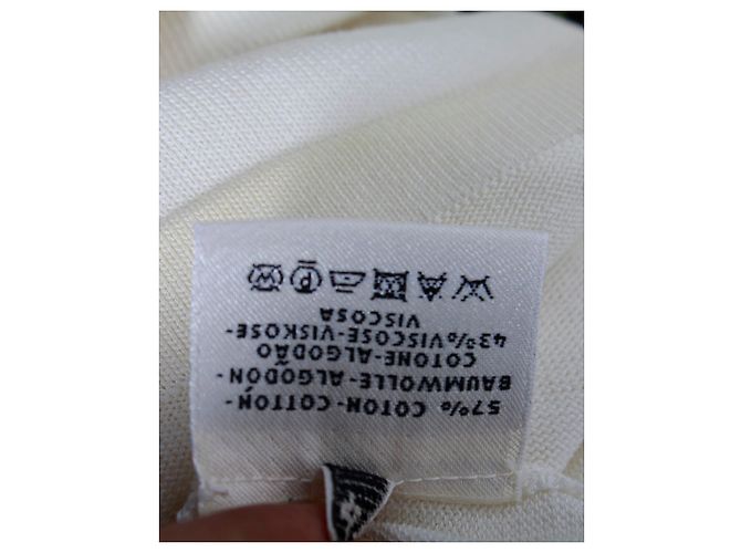 Hermès Top de malha Hermes em algodão creme e viscose Branco Cru - vista 5