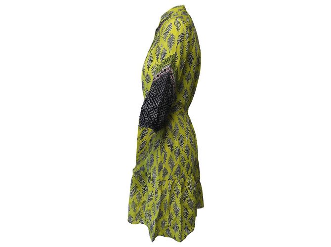 Autre Marque Minivestido estampado Tyra Saloni de crepé de China de seda amarillo - vista 2