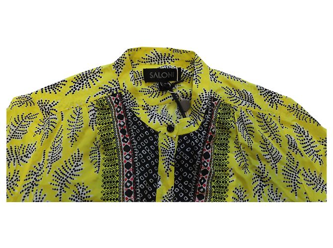 Autre Marque Minivestido estampado Tyra Saloni de crepé de China de seda amarillo - vista 6