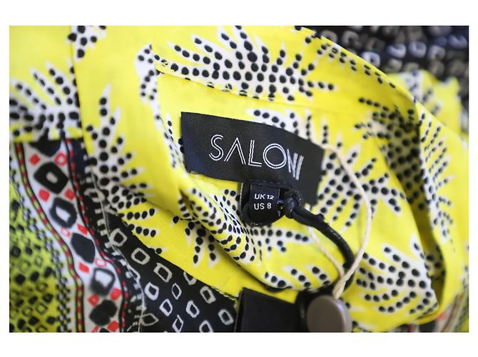 Autre Marque Minivestido estampado Tyra Saloni de crepé de China de seda amarillo - vista 7