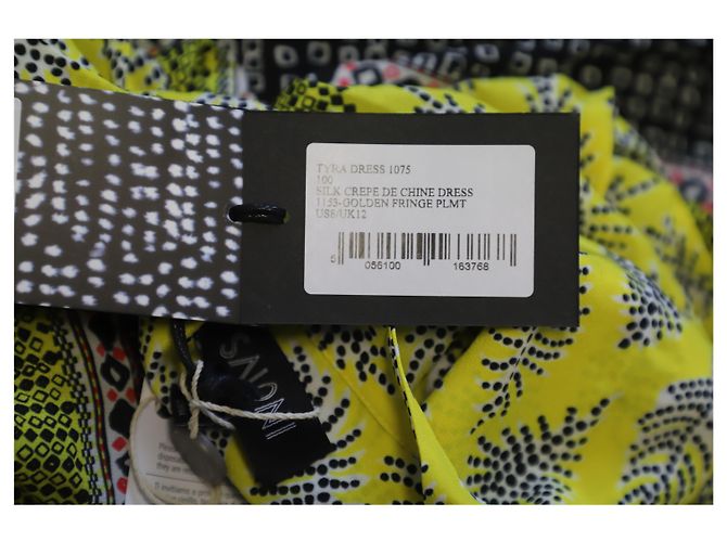 Autre Marque Minivestido estampado Tyra Saloni de crepé de China de seda amarillo - vista 9