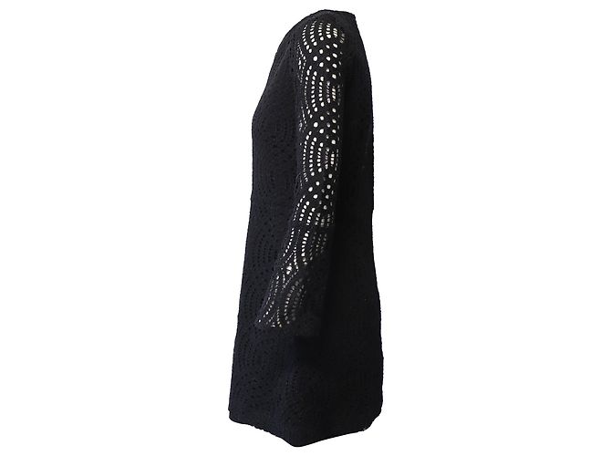 Minivestido de encaje recortado Maje en algodón negro - vista 2