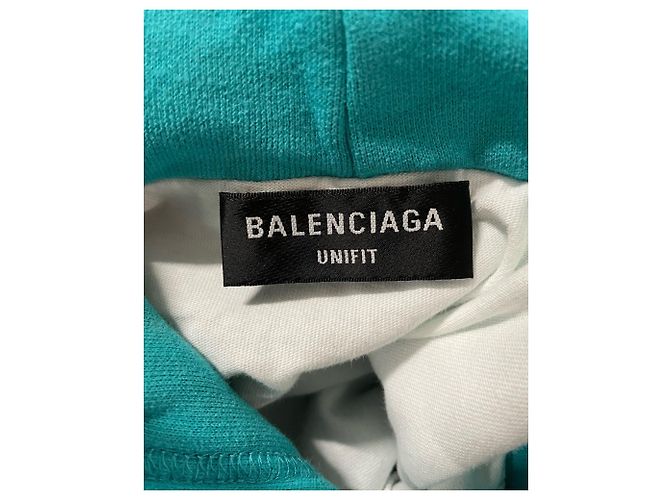 Sudadera con capucha y forro destruido de Balenciaga en algodón turquesa - vista 5