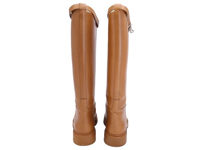 Kelly Botas de montar Hermès Variation en piel de becerro marrón Castaño Beige - vista 3