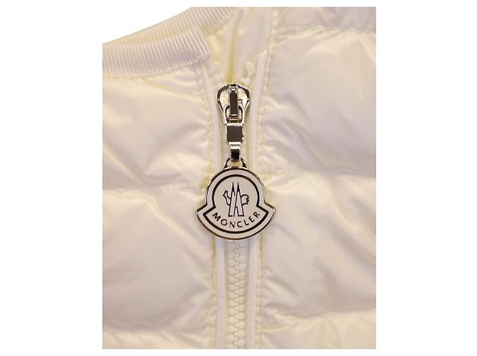 Moncler Asymmetrical Zipped Jacket in Cream Polyamide White - view 3