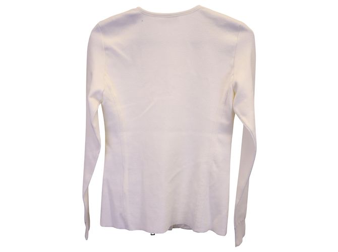 Moncler Asymmetrical Zipped Jacket in Cream Polyamide White - view 6