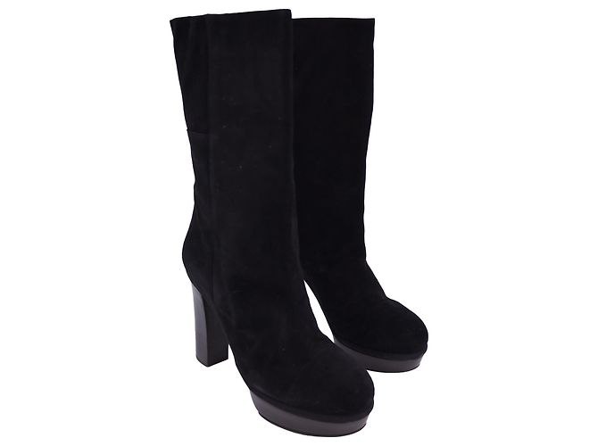 Botas de tacón a media pantorrilla Marni en ante negro - vista 2