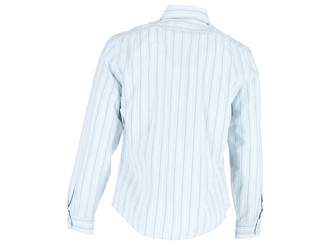 Camicia Gucci a righe con bottoni in cotone azzurro - vista 3