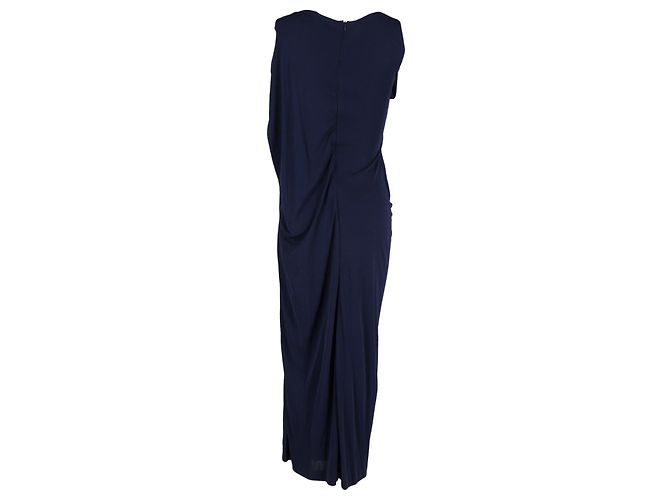 Vestido drapeado sin mangas Peter Pilotto de algodón azul marino - vista 3