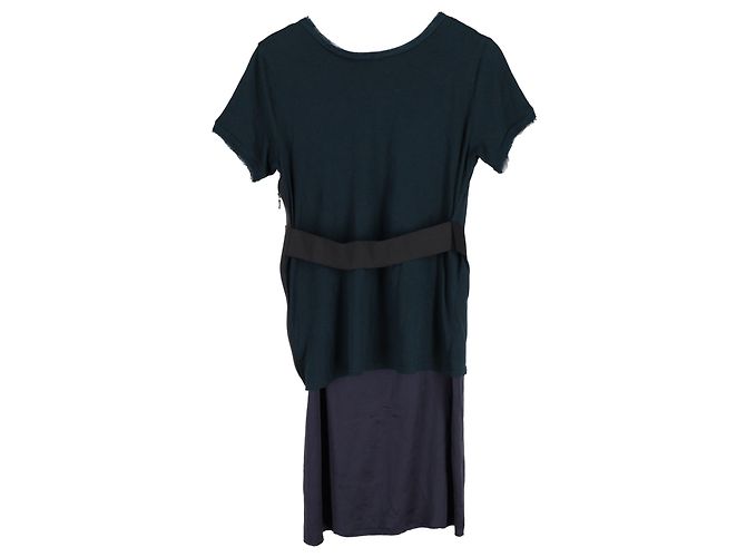 Vestido Shift com cinto e detalhe de laço Lanvin em algodão verde - vista 3