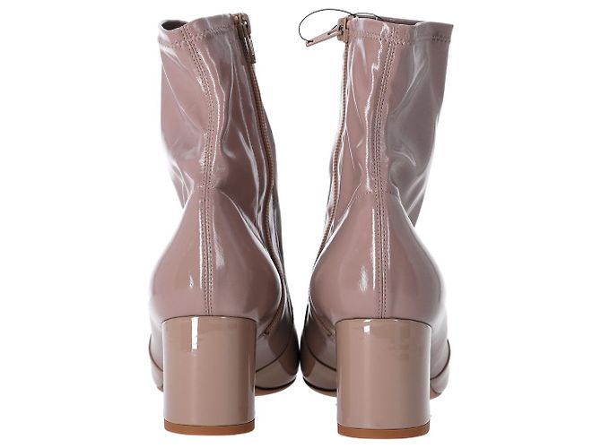 Valentino Garavani Botines Valentino con tacón en bloque en charol beige - vista 3