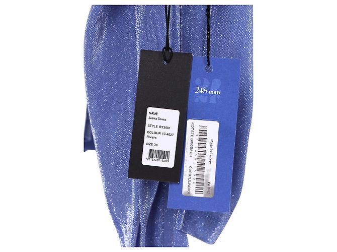 Autre Marque Rotate Birger Christensen Sierra Ruched Metallic Midi Dress in Blue Polyamide - view 6