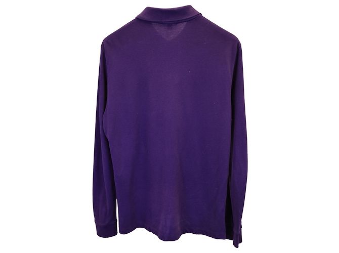 Camisa polo de manga comprida Burberry em algodão roxo - vista 2