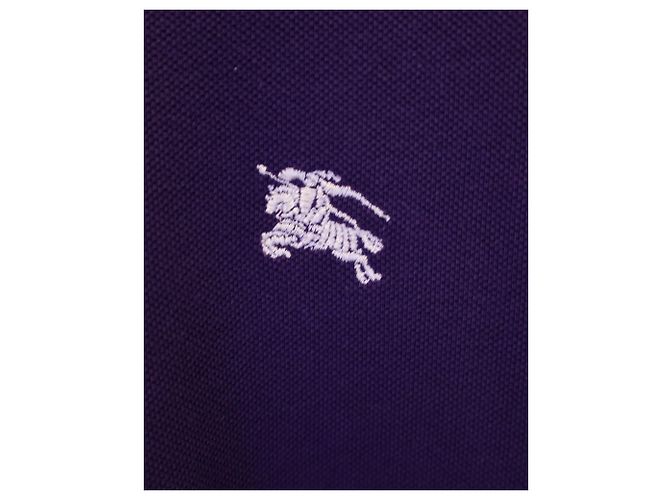 Camisa polo de manga comprida Burberry em algodão roxo - vista 5