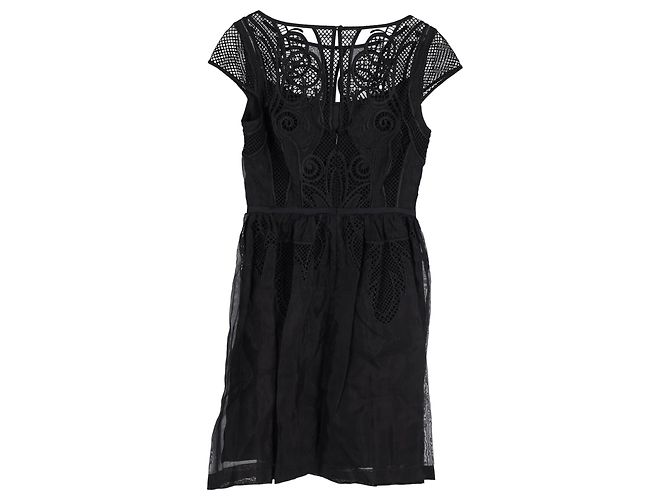 Vestido de encaje con mangas japonesas en algodón negro de Temperley London - vista 3