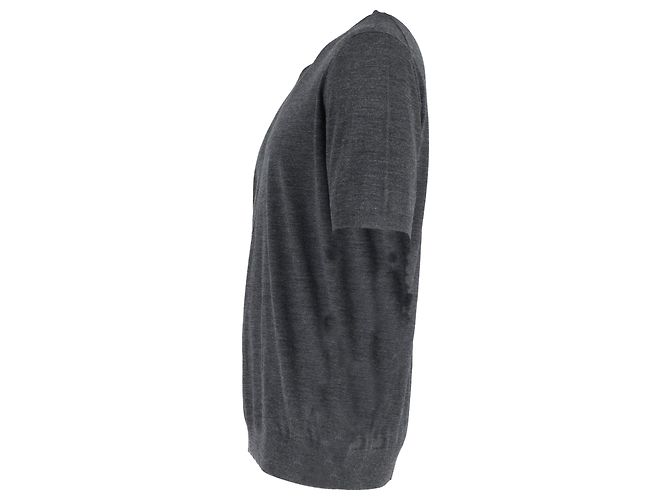 Prada Knitted T-Shirt in Grey Wool - view 2
