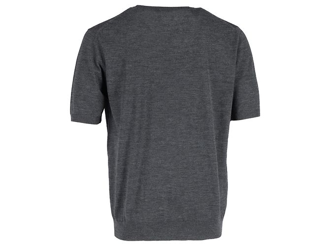 Prada Knitted T-Shirt in Grey Wool - view 3