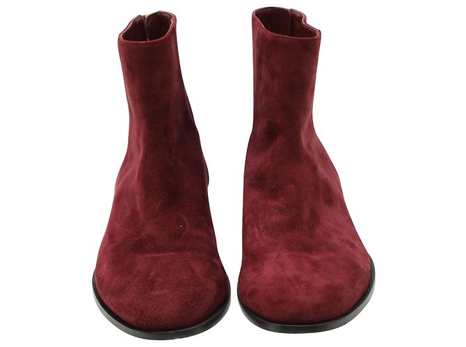 Botines Jimmy Choo en ante granate Castaño Roja - vista 2