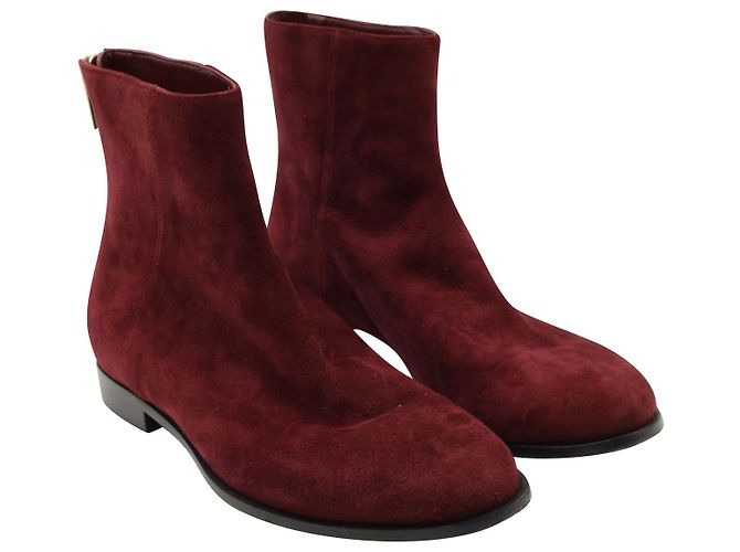 Botines Jimmy Choo en ante granate Castaño Roja - vista 3