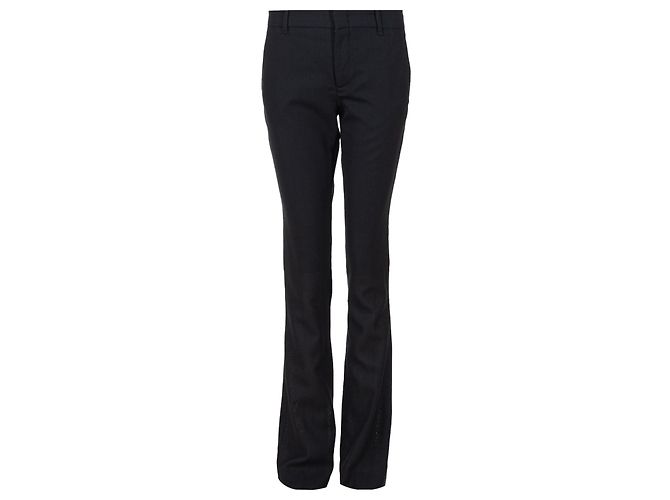 Gucci Pantalón evasé de seda con detalle de tweed Negro - vista 3