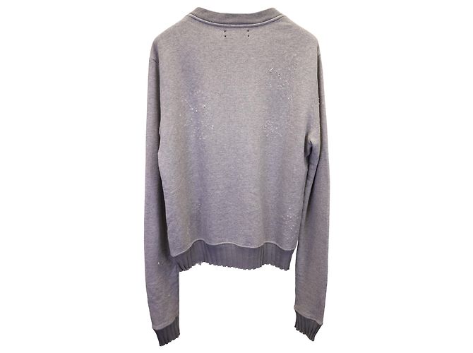 Amiri Distressed Logo Sweater aus grauer Baumwolle - Ansicht 2