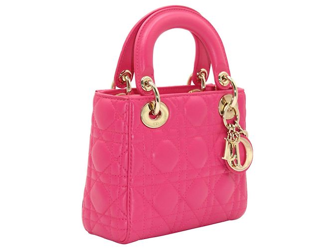 Lady Dior Mini in Pink Cannage Lambskin Leather - view 12