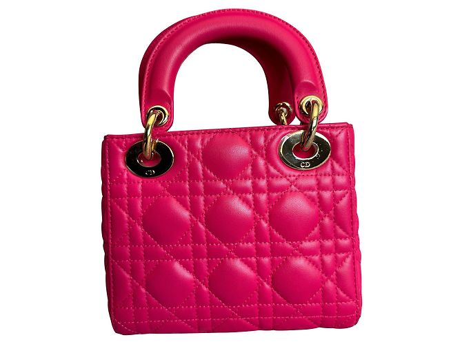 Lady Dior Mini in Pink Cannage Lambskin Leather - view 15