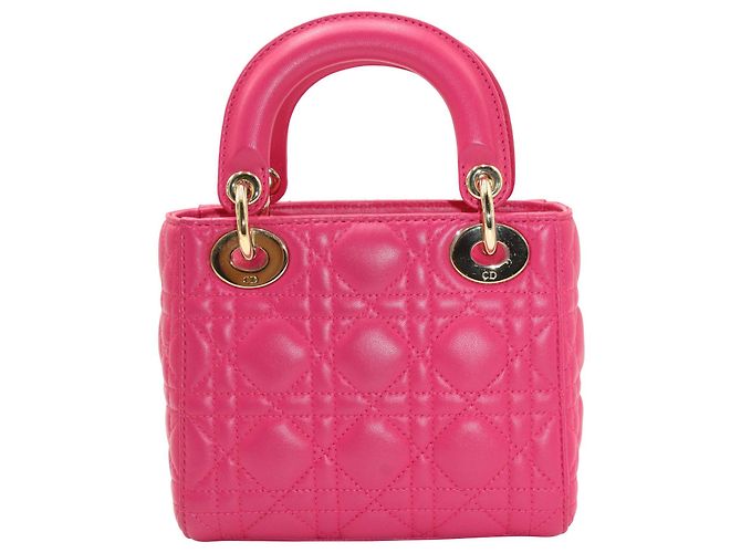 Lady Dior Mini in Pink Cannage Lambskin Leather - view 5
