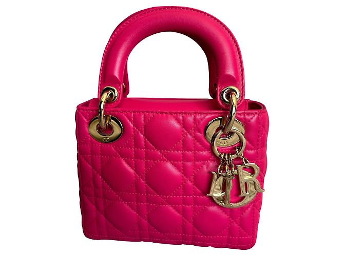 Lady Dior Mini in Pink Cannage Lambskin Leather - view 7