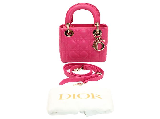 Lady Dior Mini in Pink Cannage Lambskin Leather - view 9