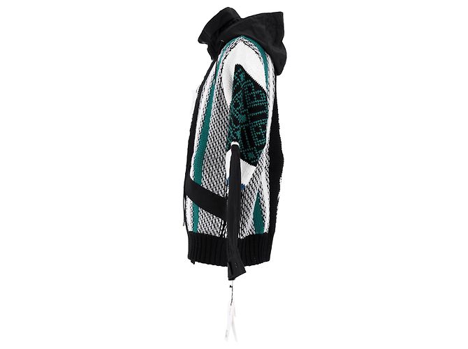Sacai Jacquard Hooded Jacket in Multicolor Cotton - view 2