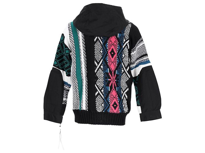 Sacai Jacquard Hooded Jacket in Multicolor Cotton - view 3