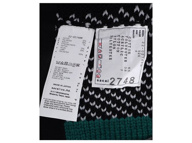 Sacai Jacquard Hooded Jacket in Multicolor Cotton - view 7