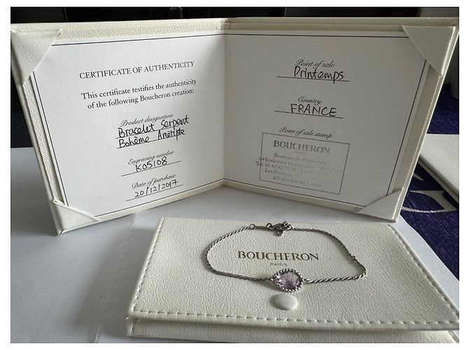 Set Boucheron Amethyst Serpent Anello Collana e Bracciale Oro Bianco - vista 12